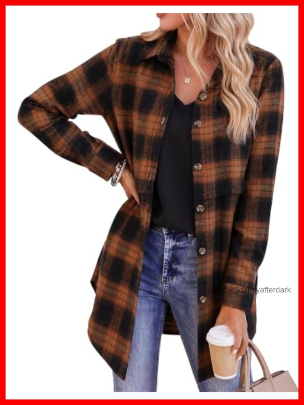 Zeagoo Womens Flannel Shirt Long Sleeve Plaid Button Down Mid Length